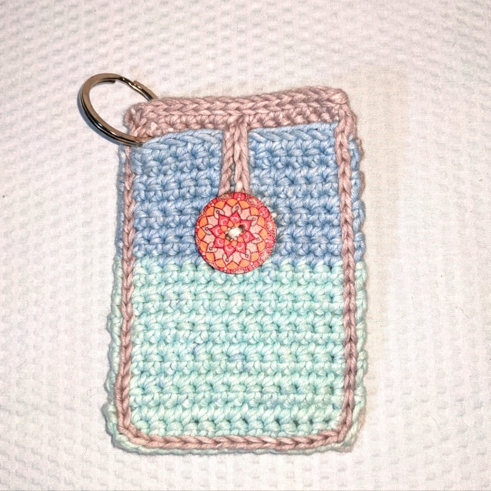 NEW ID Card Holder Credit Badge Key Chain Crochet HANDCRAFTED